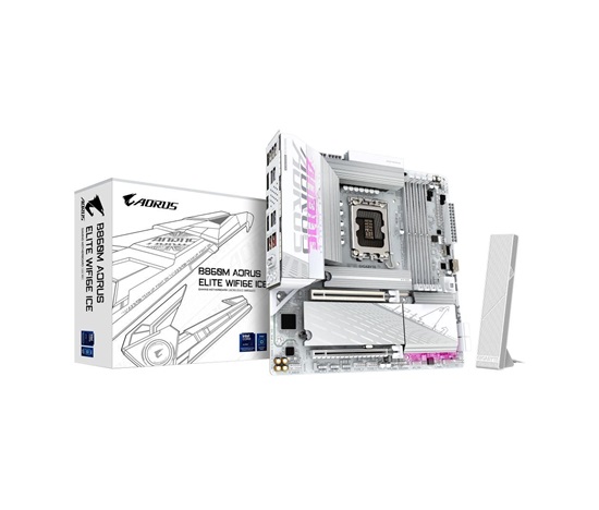 GIGABYTE MB Sc LGA1851 B860M AORUS ELITE WIFI6E ICE, Intel B860, 4xDDR5, 1xThunderbolt, 1xDP, 1xHDMI, WiFi, mATX