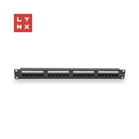 LYNX 19" patch panel 24-port, UTP Cat5e, 50µ, nestíněný, černý