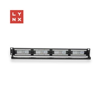 LYNX 19" patch panel 24-port, UTP Cat5e, 50µ, nestíněný, černý