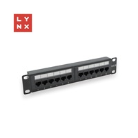 LYNX 10" patch panel 12-port, UTP Cat5e, 50µ, nestíněný, černý
