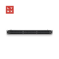 LYNX 19" patch panel  48-port, UTP Cat5e, 50µ, nestíněný, černý
