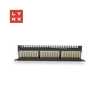 LYNX 19" patch panel 24-port, STP Cat6a, 50µ, stíněný, černý