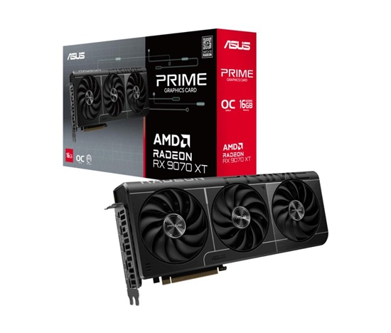 ASUS VGA AMD Radeon RX 9070 XT PRIME OC 16GB, RX 9070 XT, 16GB GDDR6, 3xDP, 1xHDMI