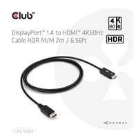 Club3D Adaptér aktivní DisplayPort 1.4 na HDMI HDR (M/M), 2m