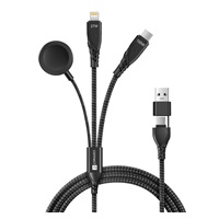 CONNECT IT Nabíjecí kabel Wirez 6v1, USB-C/USB, Lightning, Bezdrátová nabíječka na hodinky, 1.25m, černá
