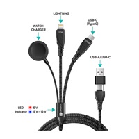 CONNECT IT Nabíjecí kabel Wirez 6v1, USB-C/USB, Lightning, Bezdrátová nabíječka na hodinky, 1.25m, černá