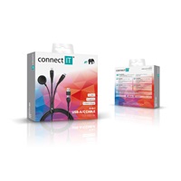 CONNECT IT Nabíjecí kabel Wirez 6v1, USB-C/USB, Lightning, Bezdrátová nabíječka na hodinky, 1.25m, černá