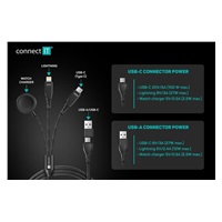 CONNECT IT Nabíjecí kabel Wirez 6v1, USB-C/USB, Lightning, Bezdrátová nabíječka na hodinky, 1.25m, černá