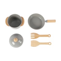 Dětská dřevěná kuchyňka Classic s rozšířeným příslušenstvím + textilní set ZDARMA