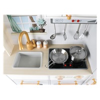 Dětská dřevěná kuchyňka Premium s rozšířeným příslušenstvím + textilní set ZDARMA