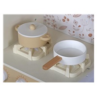 Dětská dřevěná kuchyňka se zvuky - krémová s květy