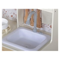 Dětská dřevěná kuchyňka se zvuky - krémová s květy