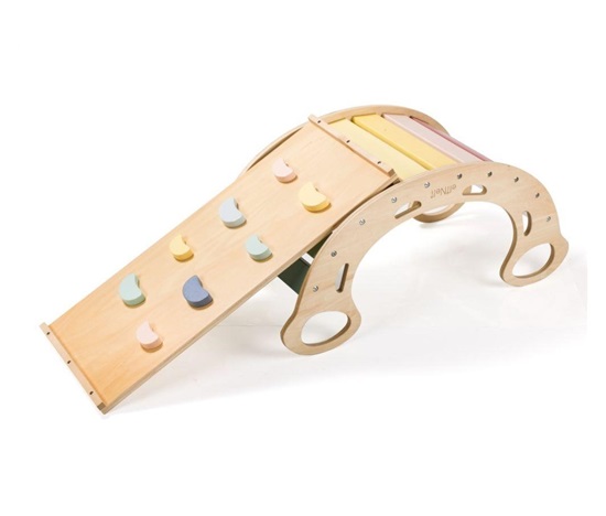 Dřevěná montessori houpačka 5v1 s prknem 2v1 - set pastel (NOVINKA)