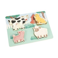 Dřevěné dotykové vkládací puzzle pro děti - Farma