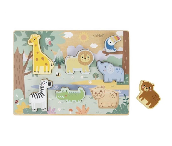Dřevěné vkládací puzzle - zvířátka v ZOO