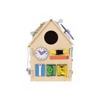 Dřevěný activity board domeček - natur