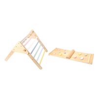 Dřevěný Piklerové trojúhelník set s montessori prknem - pastelový