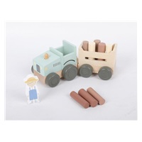 Dřevěný traktor pro děti (s vlečkou a doplňky)