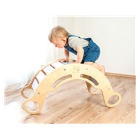Montessori duhová houpačka 5in1 natur, lakované okraje, duhové desky