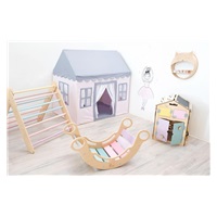 Montessori duhová houpačka 5in1 natur, lakované okraje, duhové desky