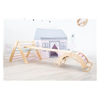 Montessori duhová houpačka 5in1 natur, lakované okraje, duhové desky