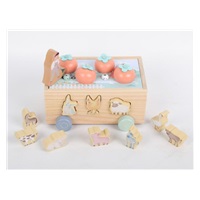Multifunkční dřevěná pojízdná farma se zvířátky 3v1