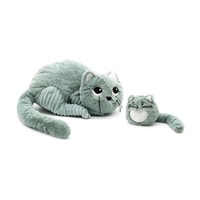 Plyšová kočka - máma s miminkem, mintová