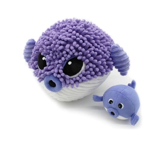 Plyšová ryba Blowfish - máma s miminkem, fialová