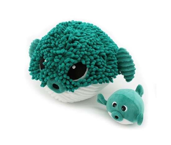 Plyšová ryba Blowfish - máma s miminkem, Zelená