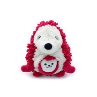 Plyšový ježek - máma s miminkem, červená