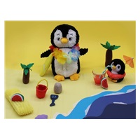 Plyšový tučňák - máma s miminkem, černá