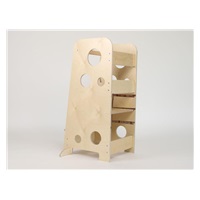 Rostoucí učící věž 3v1 Bublina Max 90 cm se stabilizačními prvky, bezbarvý lak