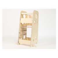 Rostoucí učící věž 3v1 Bublina Max 90 cm se stabilizačními prvky, přírodní (natur)