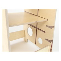 Rostoucí učící věž 3v1 Bublina Max 90 cm se stabilizačními prvky, přírodní (natur)