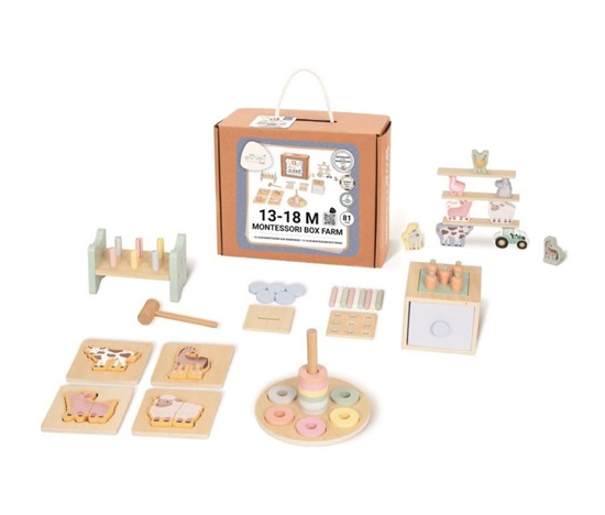 Sada montessori hraček pro děti od 1 roku (13–18 měsíců) Farma - edukativní box