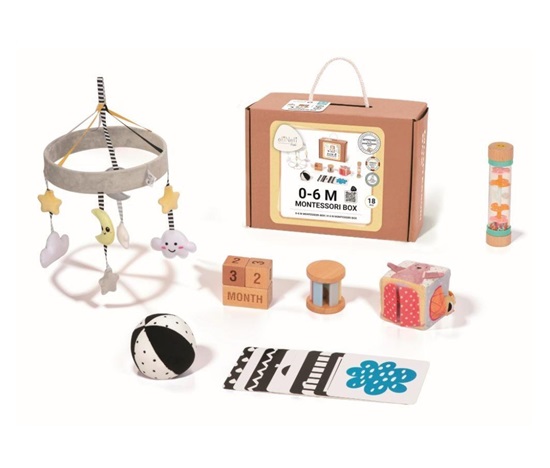 Sada montessori hraček pro miminka 0–6 měsíců - edukativní box