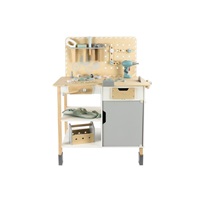 Velký dřevěný dětský ponk s nářadím a rozšířeným příslušenstvím + opasek na nářadí ZDARMA