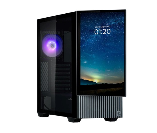 ZALMAN case Z10 DS, Mid Tower, ATX, Integrovaný Monitor, 2xUSB 3.0, 1xUSB-C, 1x ARGB + 2x 120mm Fan, černá