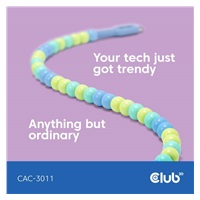 Club3D Kabel s korálky USB-C, 480Mbps, PD 60W, 2m, modrá