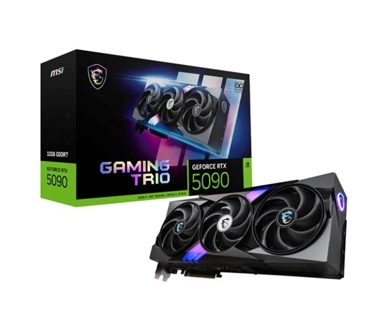 MSI VGA NVIDIA GeForce RTX 5090 32G GAMING TRIO OC, RTX 5090, 32GB GDDR7, 3xDP, 1xHDMI