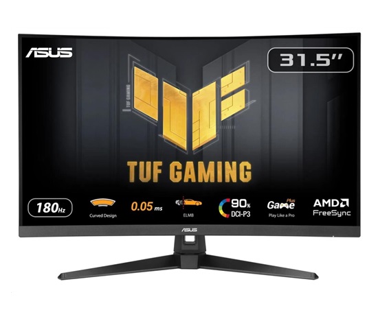 ASUS LCD TUF Gaming VG32WQ3B, 31.5" 2560x1440, 180Hz, 1ms, 350nits, Curved, FF, Repro, DP, HDMI, Audio, Vesa, Black