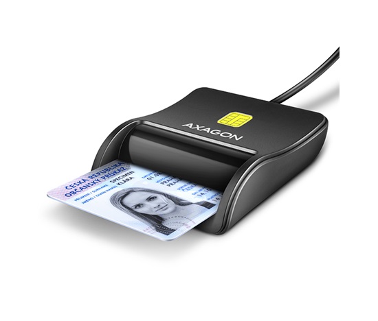 BAZAR - AXAGON CRE-SM3N, USB-A FlatReader čtečka kontaktních karet Smart card (eObčanka), kabel 1.3m - Poškozený obal (K