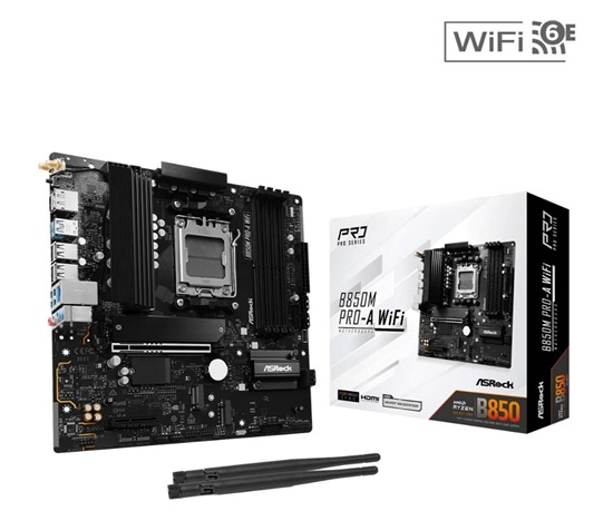ASRock MB Sc AM5 B850M PRO-A WIFI, AMD B850, 4xDDR5, 1xDP, 1xHDMI, WiFi, mATX