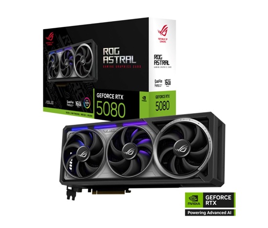 ASUS VGA NVIDIA GeForce RTX 5080 ROG ASTRAL 16GB, 16GB GDDR7, 3xDP, 2xHDMI