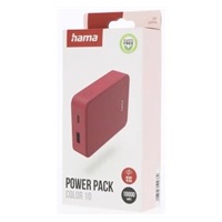 Hama Colour 10, powerbanka 10000 mAh, 3 A, výstup: USB-C, USB-A, červená