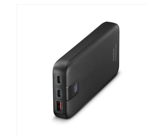 Hama PD 20 powerbanka, 20000 mAh, PD, Qualcomm, 3 výstupy: 2x USB-C, 1x USB-A, LED displej,