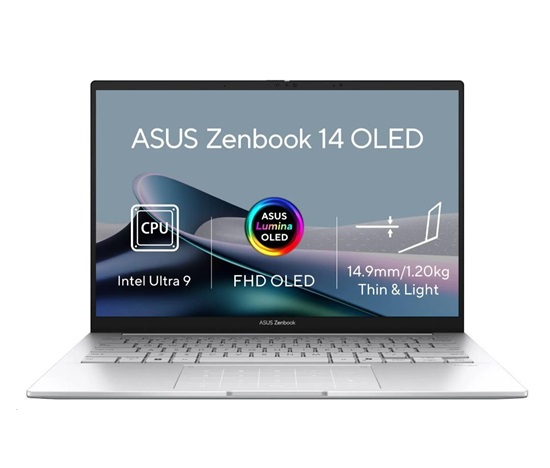 ASUS NTB Zenbook 14 (UX3405CA-OLED233X), Ultra 9-285H, 14" 1920 x 1200, 32GB, 1TB SSD, Intel Arc, W11Pro, Silver