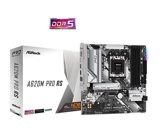BAZAR - ASRock MB Sc AM5 A620M Pro RS, AMD A620, 4xDDR5, HDMI, DP - Po opravě (Bez příšlušenství)