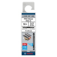 Bosch oboustranný vrták do kovu PRO Metal HSS-G, 3,2 × 11 × 49 mm, 10 ks