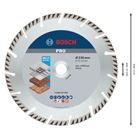 Bosch diamantový řezací kotouč PRO Multi Material, 230 × 22,23 mm